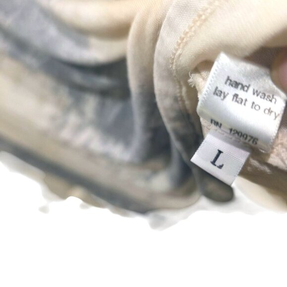 Blue Saks Fifth Avenue Flowy Gray Taupe White Loose Fit V-Neck Top Made In USA L - Picture 4 of 16